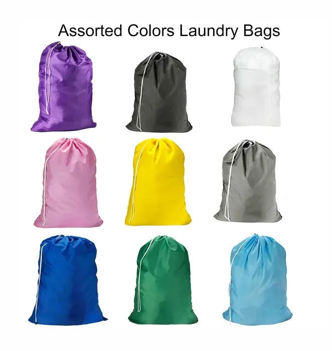 Large 29"X40" Laundry Bag Heavy Duty Nylon With Drawstring Assorted (10 Pack)
