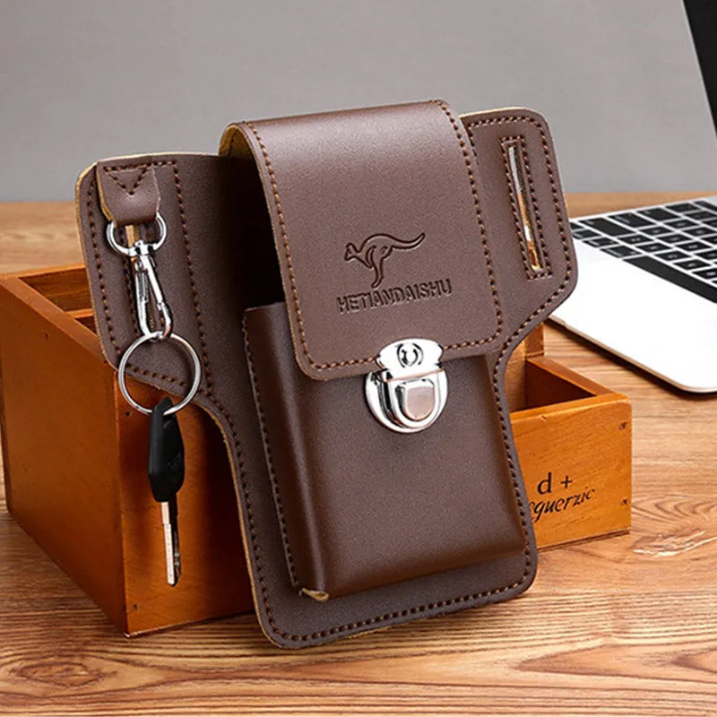 Leather Phone Pouch for Belt Universal Smartphone Holster Waist Bag