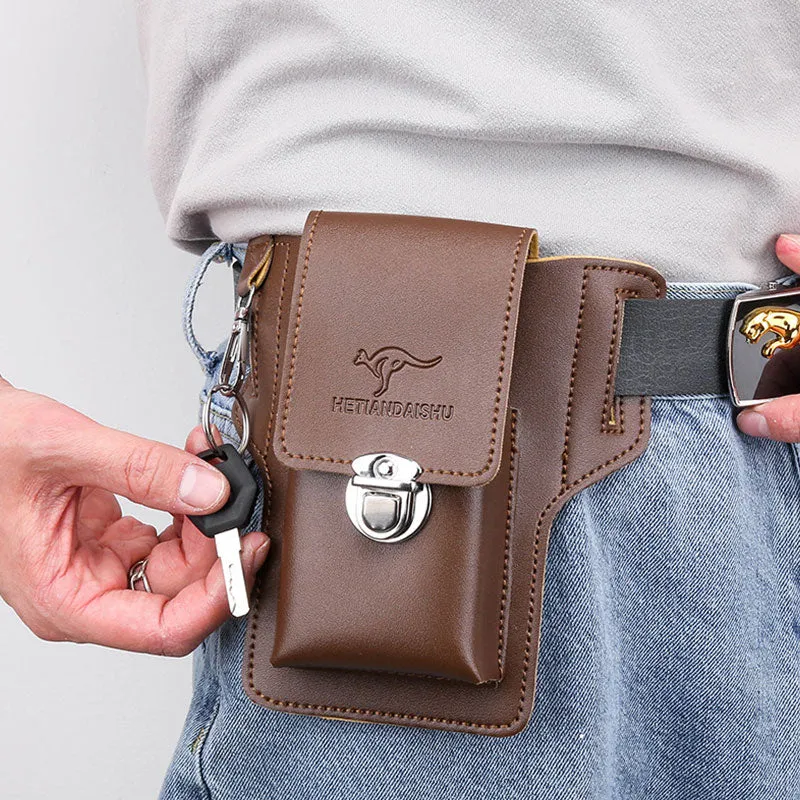 Leather Phone Pouch for Belt Universal Smartphone Holster Waist Bag