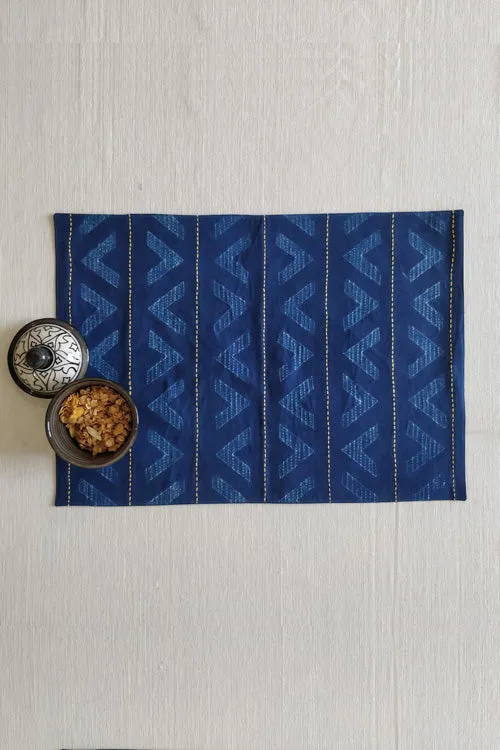 Leera Blue Chevron Shibori Placemat  (Set of 2)