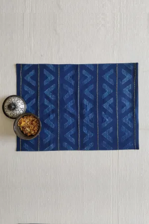 Leera Blue Chevron Shibori Placemat  (Set of 2)
