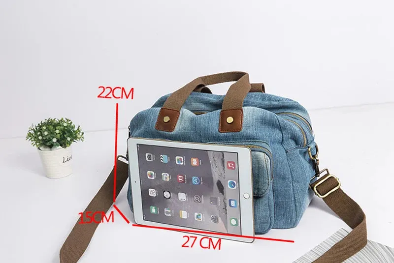 Light dark Blue Denim Handbag