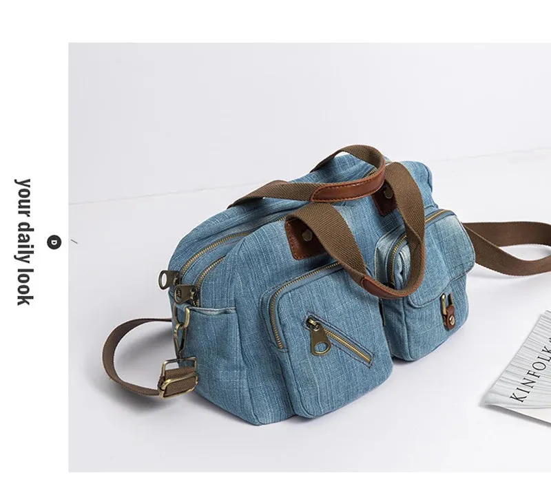 Light dark Blue Denim Handbag