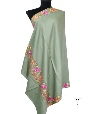 Light Green Embroidery Pashmina Shawl 7605