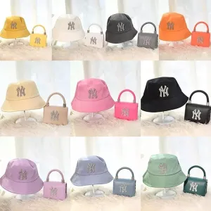 Luxury rhinestone ny handbag with matching ny bucket hat
