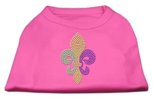 Mardi Gras Fleur De Lis Rhinestone Dog Shirt Bright Pink XXL (18)