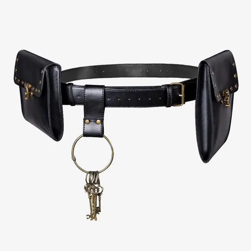 Medieval Renaissance Waist Bag Pouch Belt Holster with Belt Key Chain