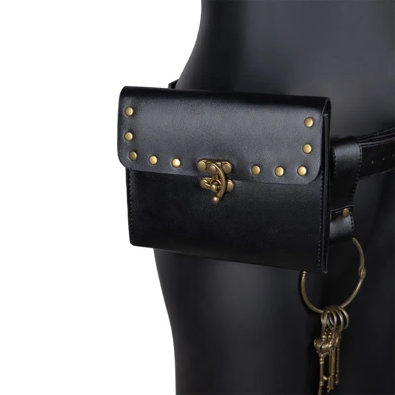 Medieval Renaissance Waist Bag Pouch Belt Holster with Belt Key Chain