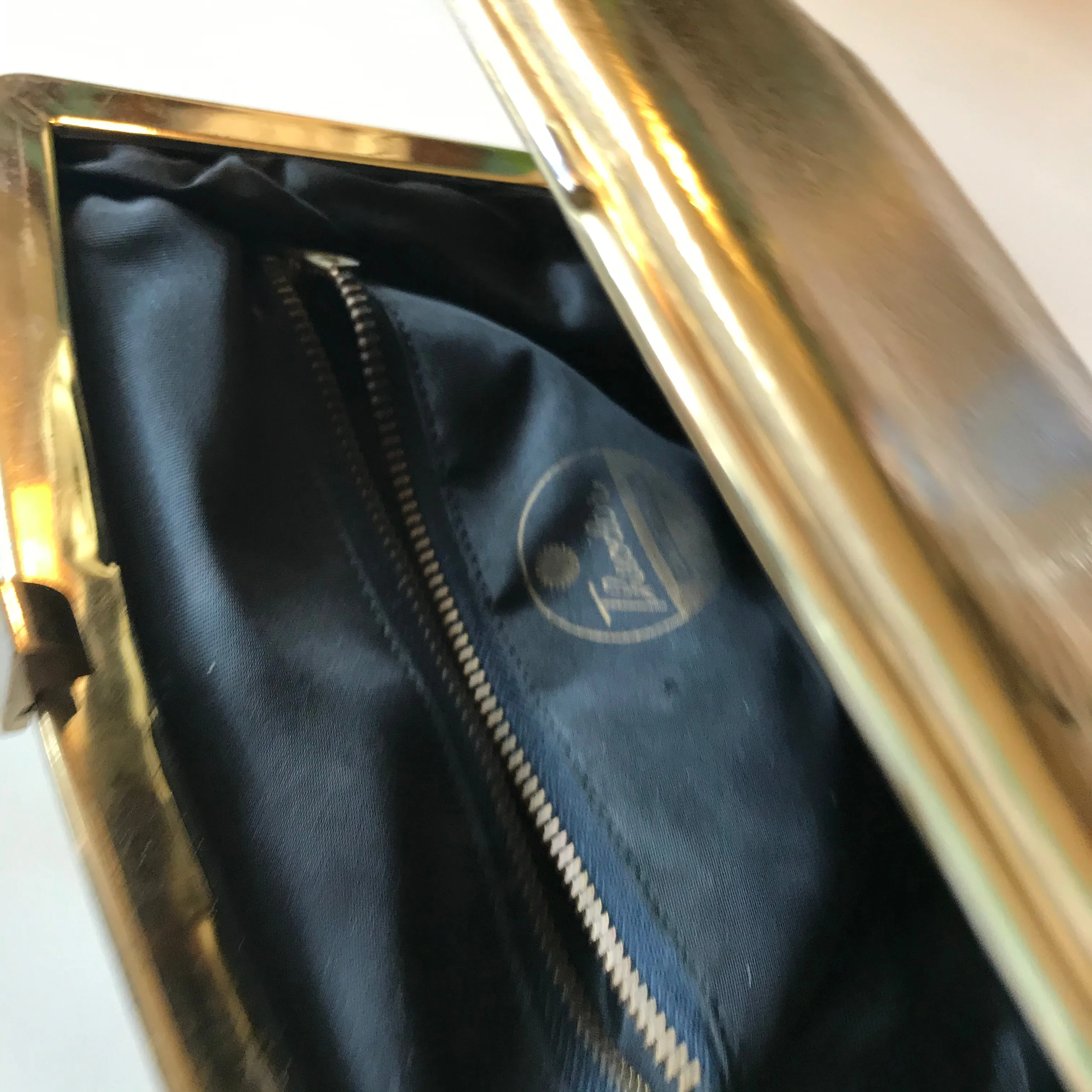 Metallic Gold Crinkled Vinyl Top Handle Handbag circa 1960s