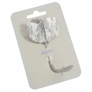 Metallic Silver Rose Leaves - 28mm (Pack of 12)