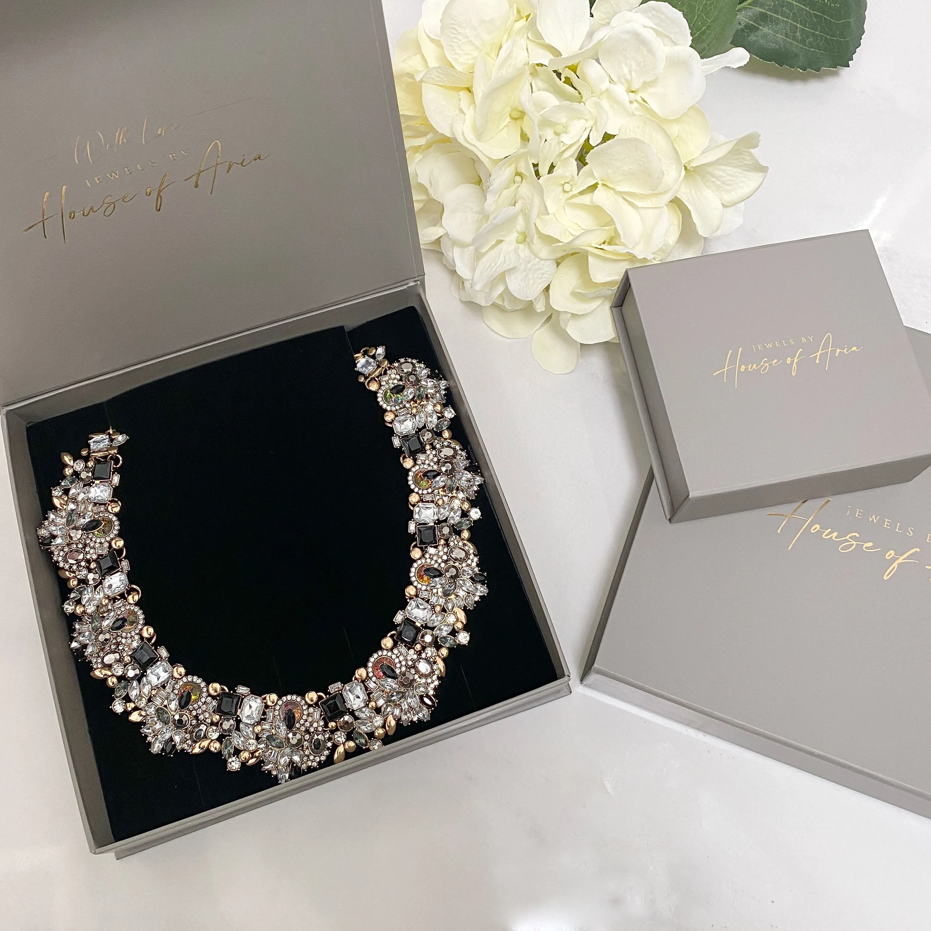 MILA Gold Paperclip Chain Crystal Necklace