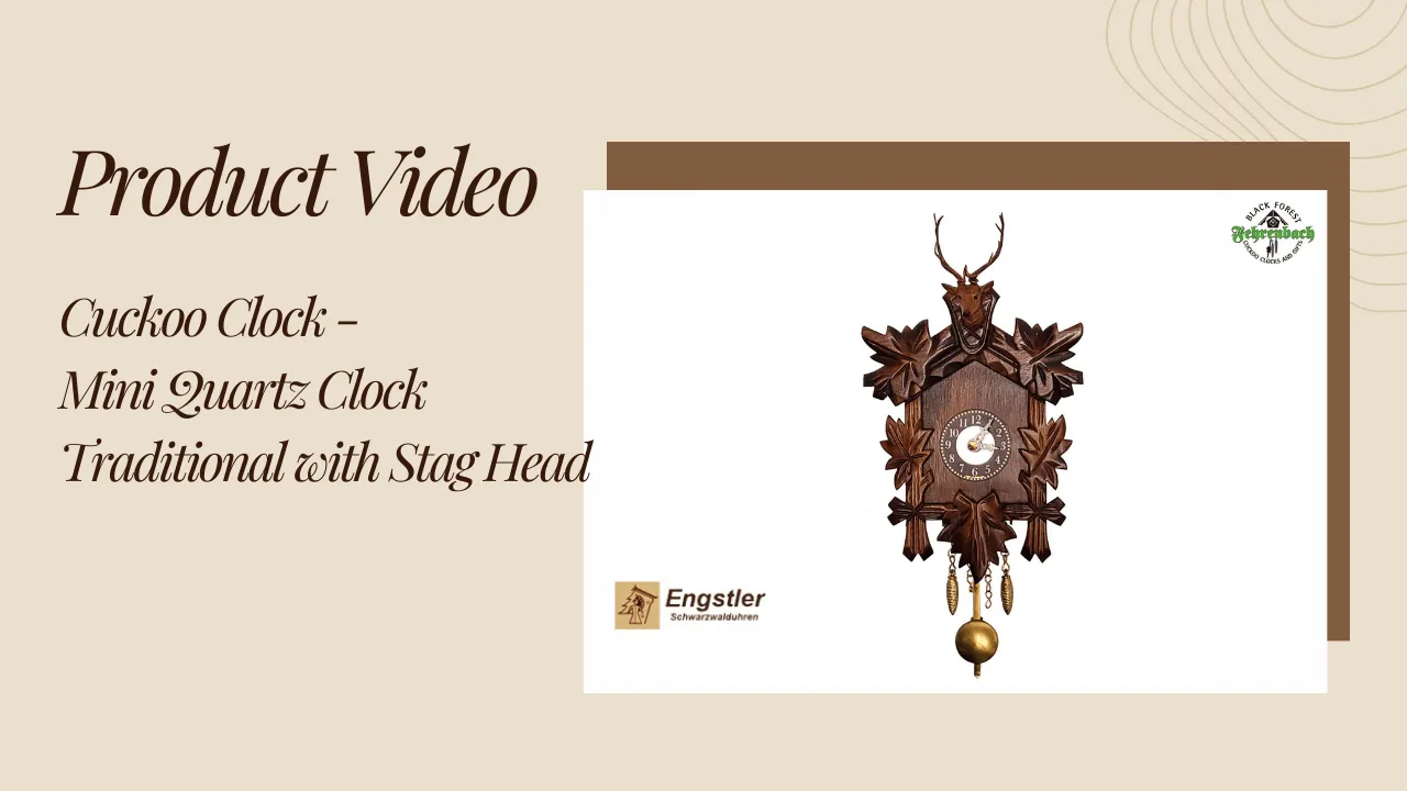 Mini Quartz Clock Traditional with Stag Head - Engstler