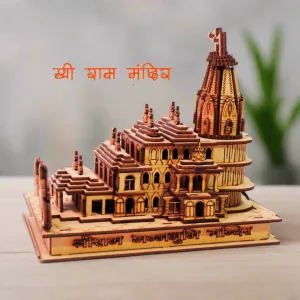 Miniature Replica of Shri Ram Mandir in Ayodhya Decorated with Lights