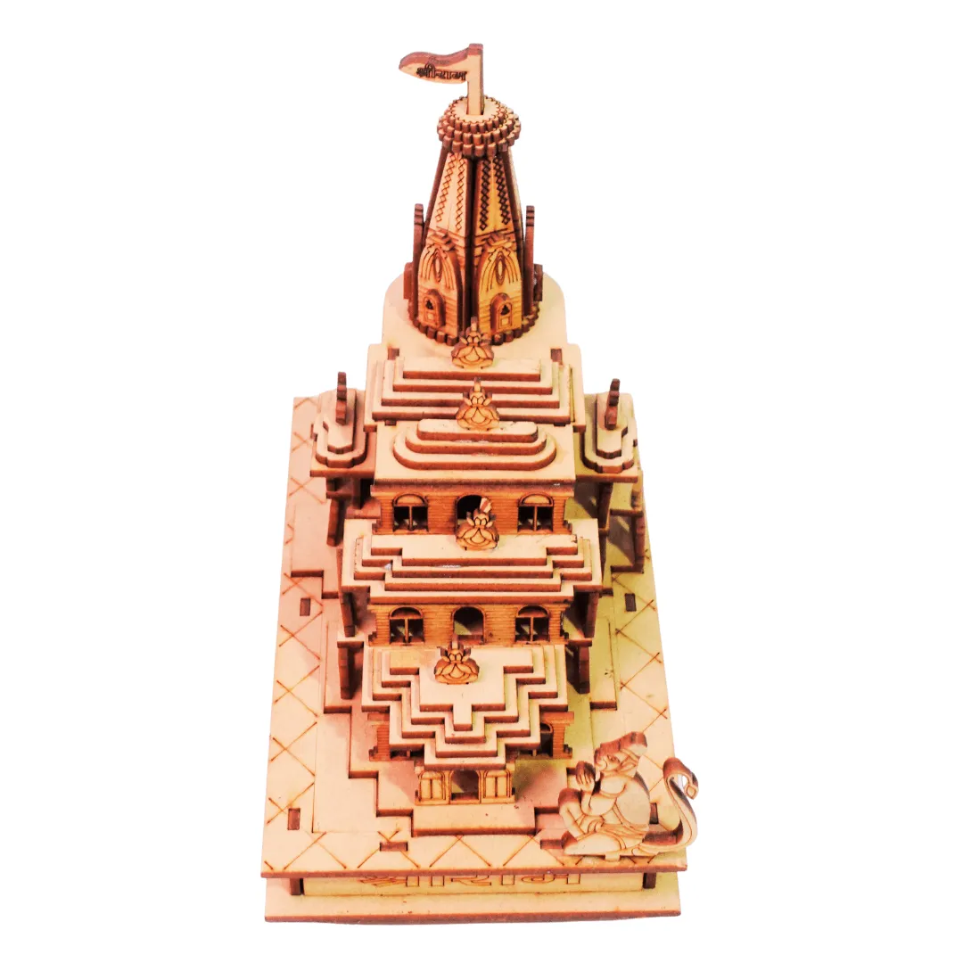 Miniature Replica of Shri Ram Mandir in Ayodhya Decorated with Lights