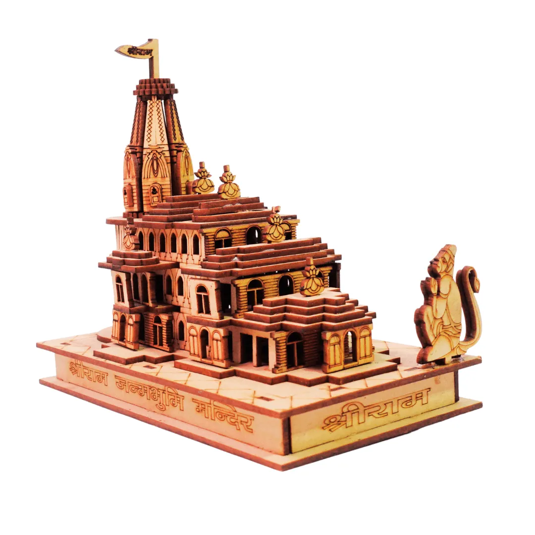 Miniature Replica of Shri Ram Mandir in Ayodhya Decorated with Lights