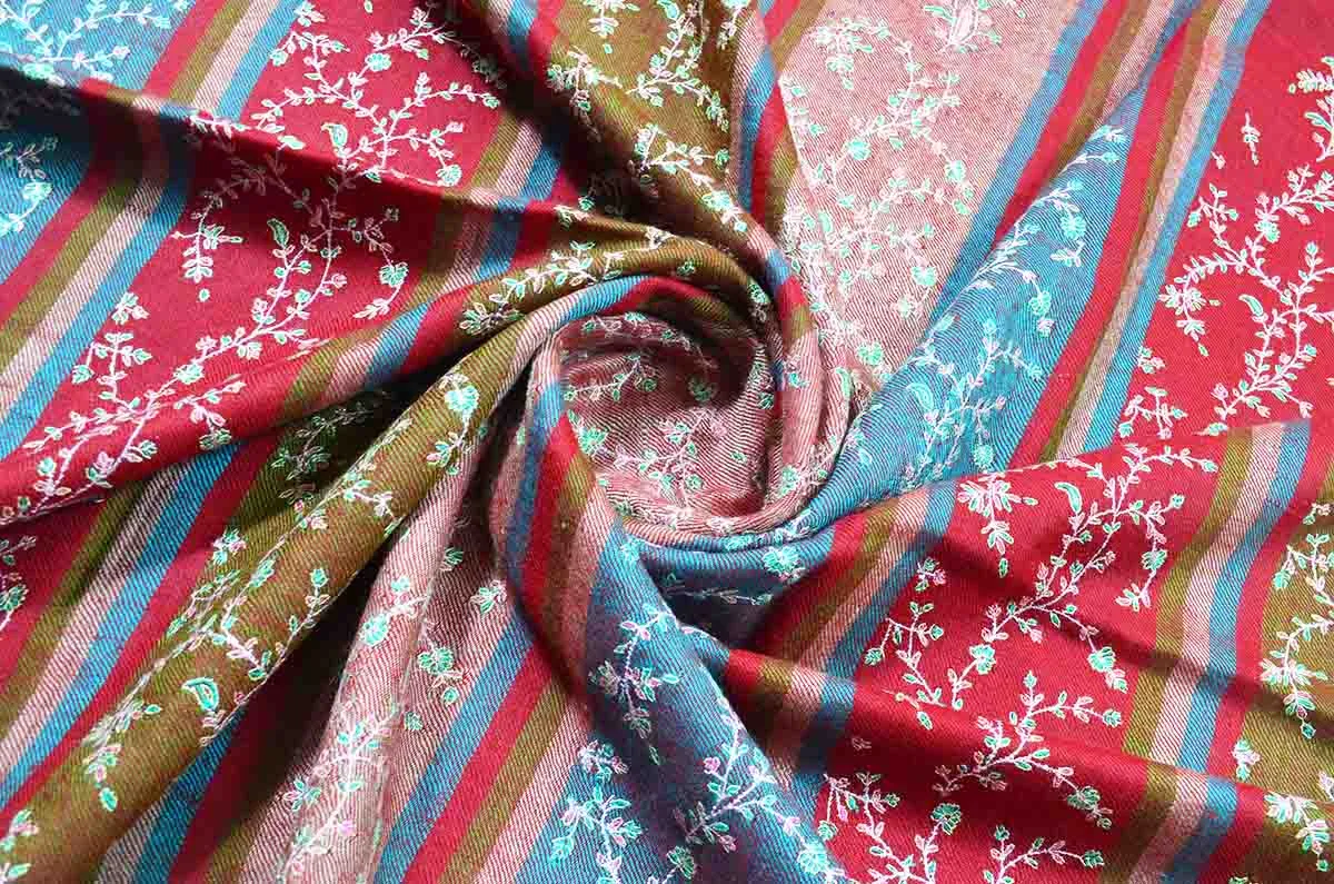 Multi-coloured full emb. shawl - 4800