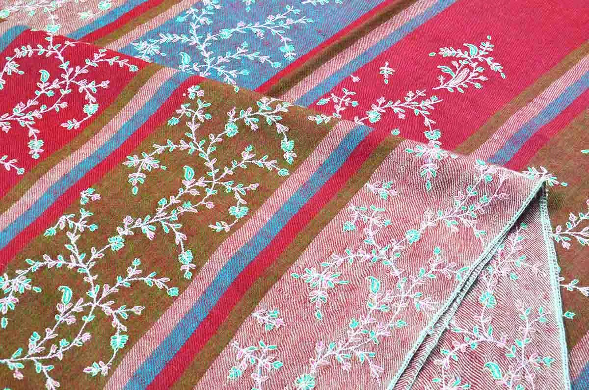 Multi-coloured full emb. shawl - 4800