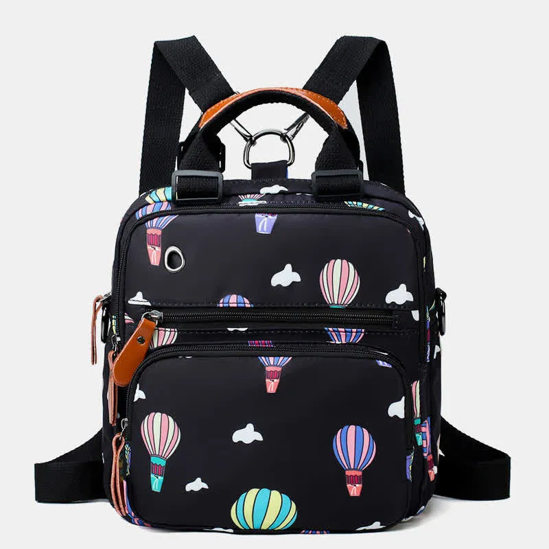 Multifunctional Waterproof Flower Printing Backpack Floral Diaper Bag Crossbody Bag