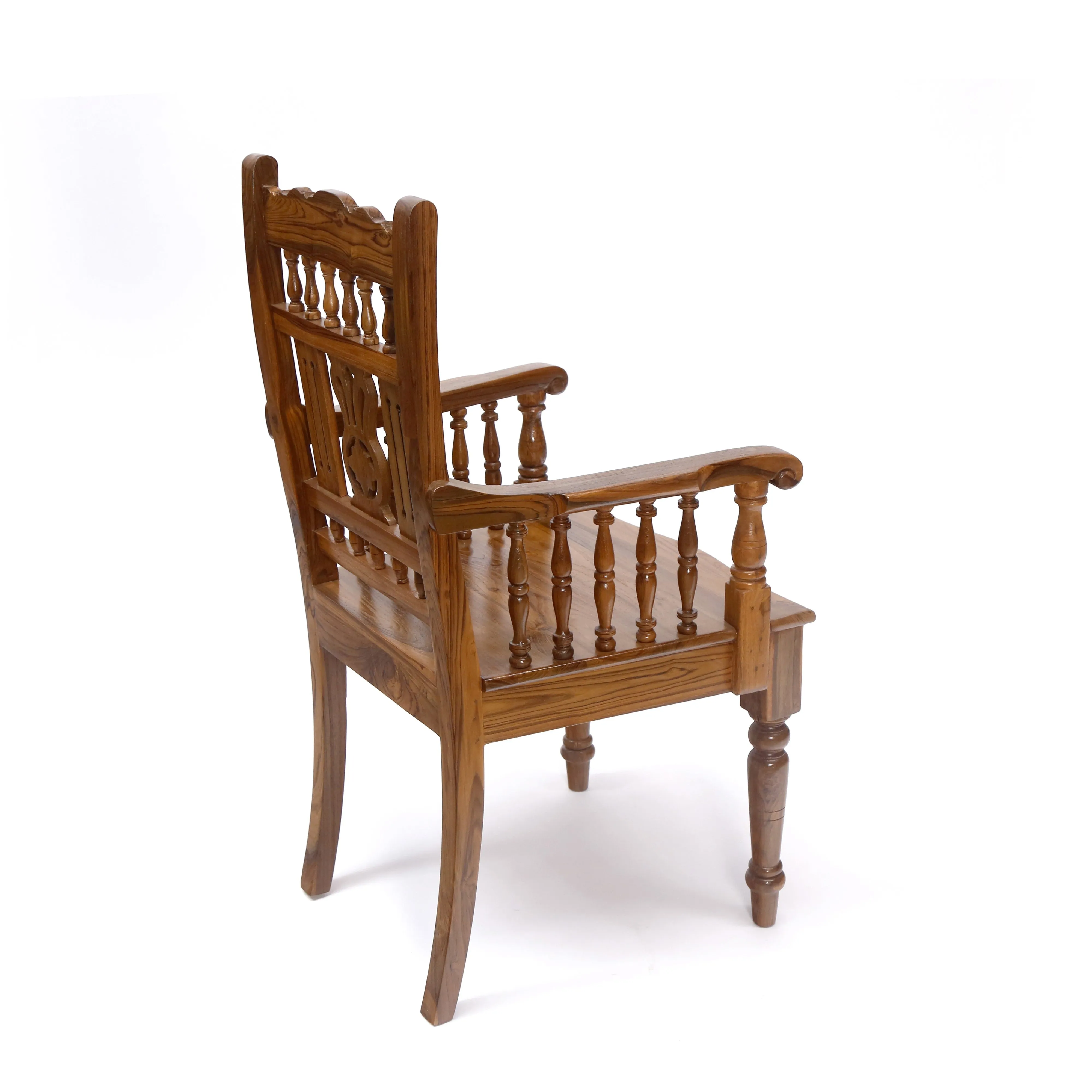 Natural Tone Intricate Royal Carved Chair South Indian