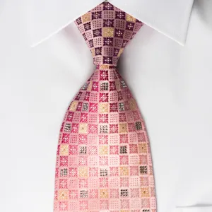 Nina Ricci Bling Rhinestone Tie Pink Gold Checkered With Gold Sparkles