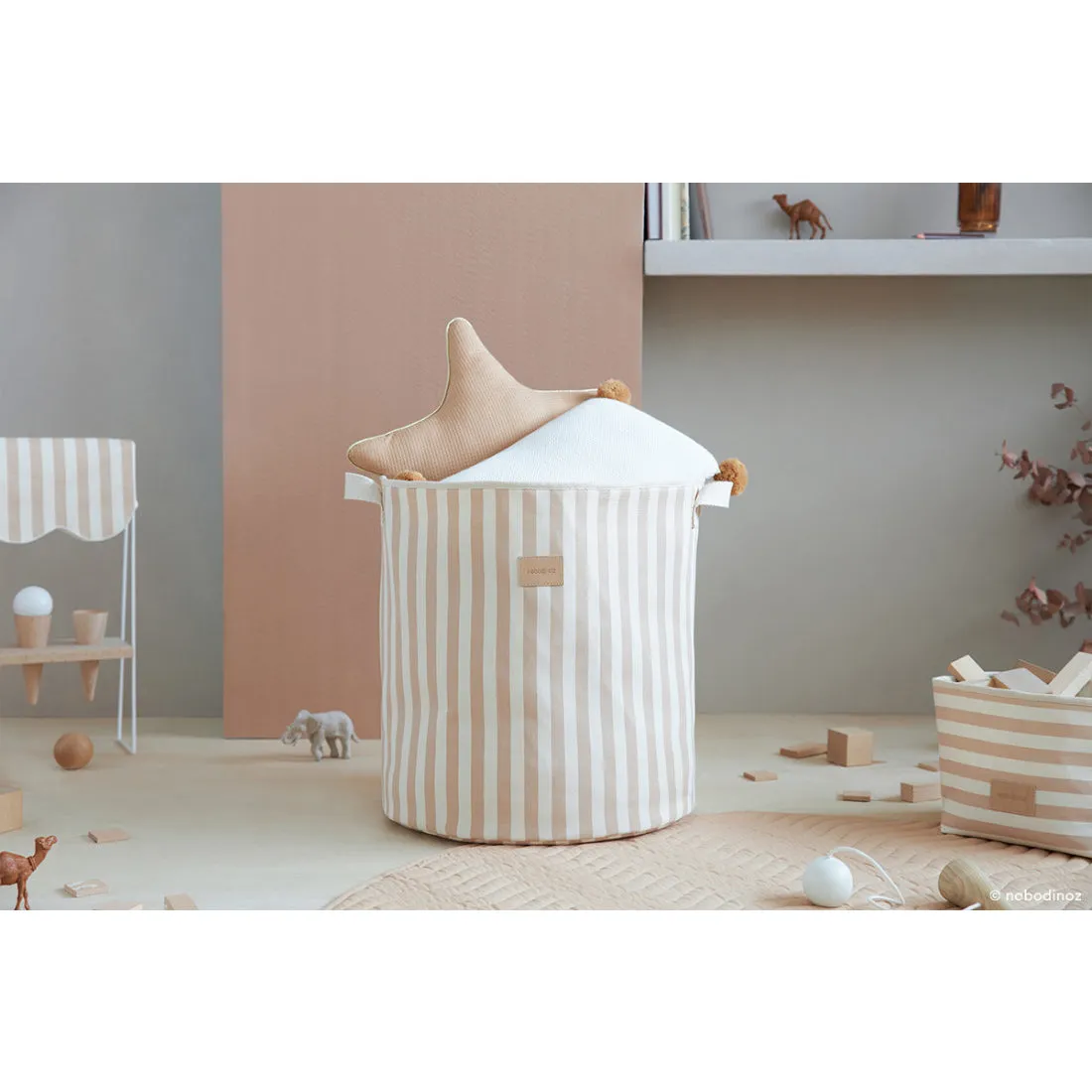 nobodinoz Odéon Toy Bag Taupe Stripes/Natural