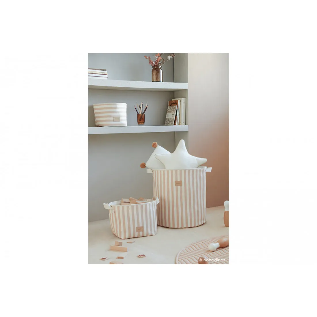 nobodinoz Odéon Toy Bag Taupe Stripes/Natural