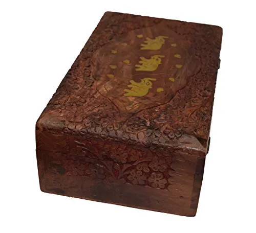 OM SHRI OM Set of 3 Handmade Wood Storage Jewelry Boxes Organizer Indian Artisans Handcrafted 3 Sizes Large Medium Small