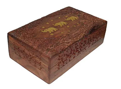 OM SHRI OM Set of 3 Handmade Wood Storage Jewelry Boxes Organizer Indian Artisans Handcrafted 3 Sizes Large Medium Small