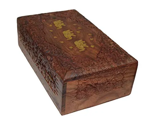 OM SHRI OM Set of 3 Handmade Wood Storage Jewelry Boxes Organizer Indian Artisans Handcrafted 3 Sizes Large Medium Small