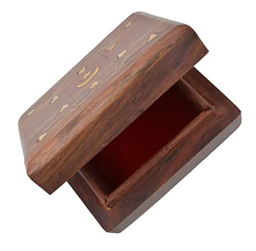 OM SHRI OM Small Decorative Box Jewelry Trinket Organizer Handcrafted Finest Rosewood Keepsake
