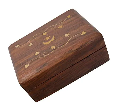 OM SHRI OM Small Decorative Box Jewelry Trinket Organizer Handcrafted Finest Rosewood Keepsake