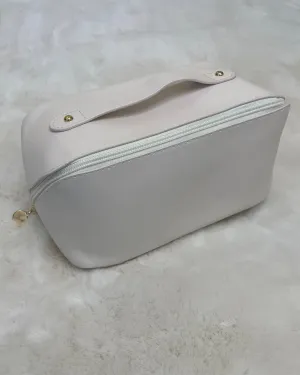 One More Cream Faux Leather Makeup Bag