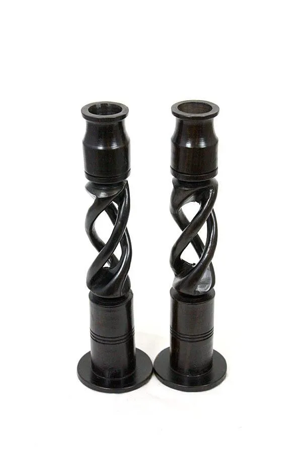 Pair of Twisted Candle Holder Ebony