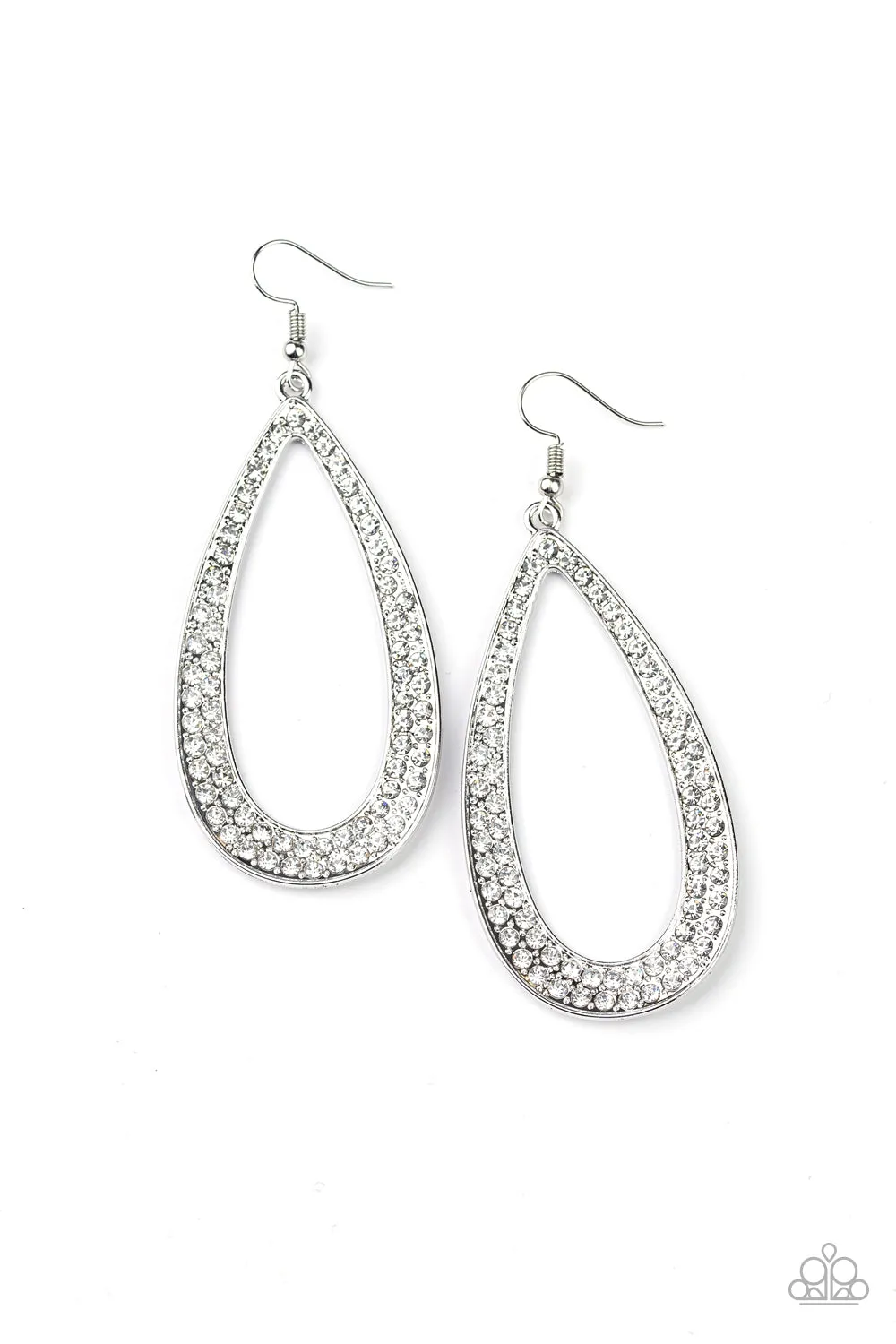 Paparazzi Diamond Distraction Earrrings White