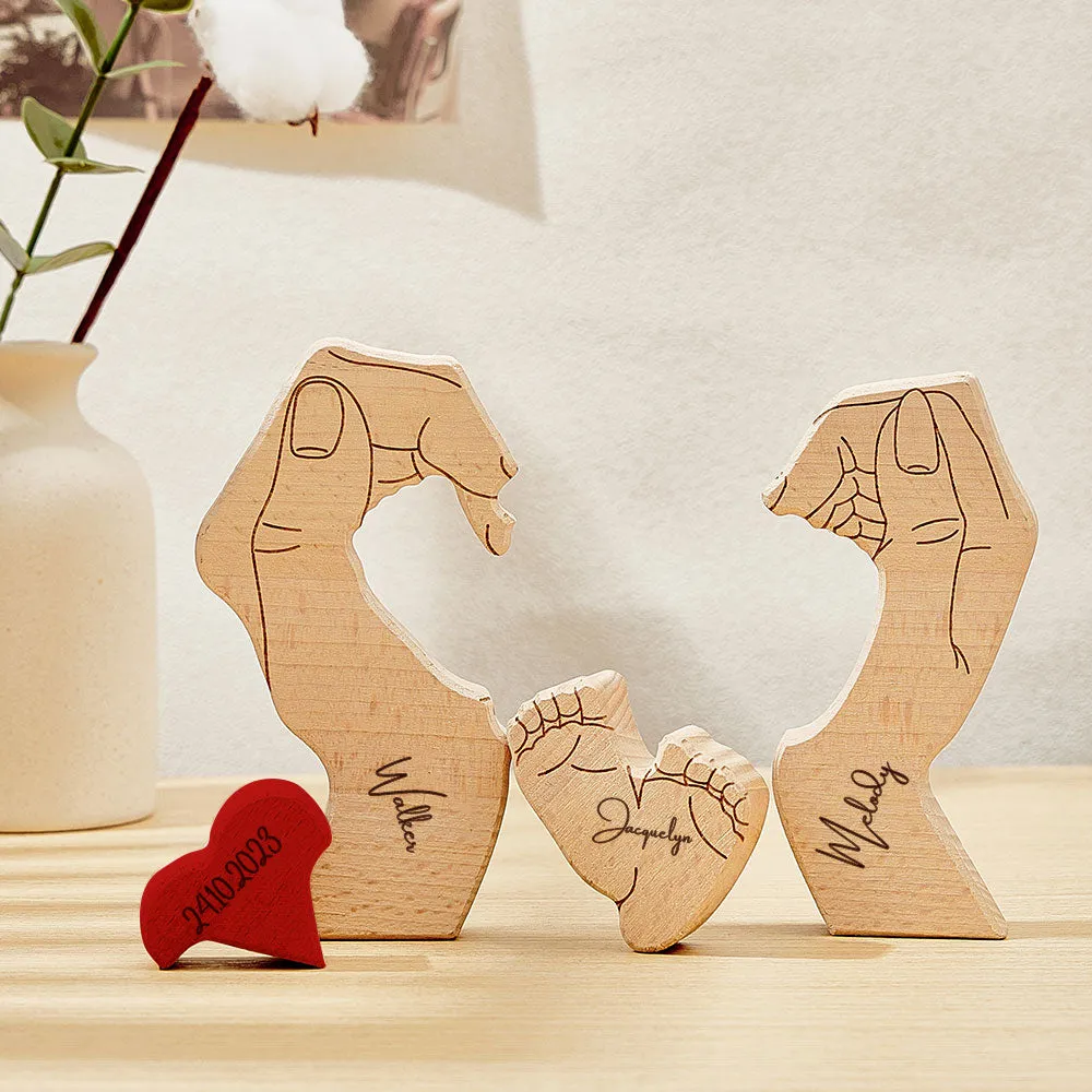 Personalised Wooden Baby Feet Custom Family Member Names Date Puzzle Home Decor Gifts