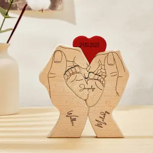 Personalised Wooden Baby Feet Custom Family Member Names Date Puzzle Home Decor Gifts