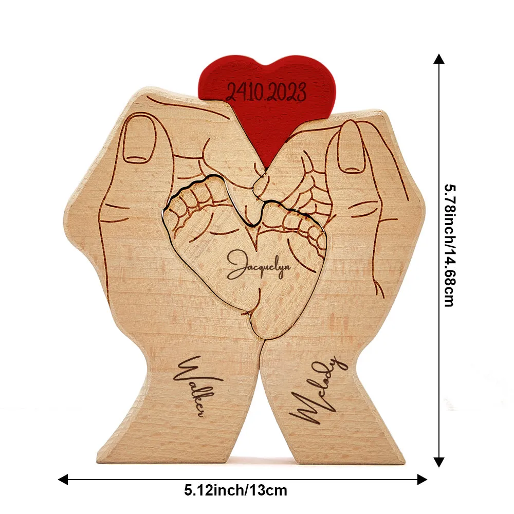 Personalised Wooden Baby Feet Custom Family Member Names Date Puzzle Home Decor Gifts