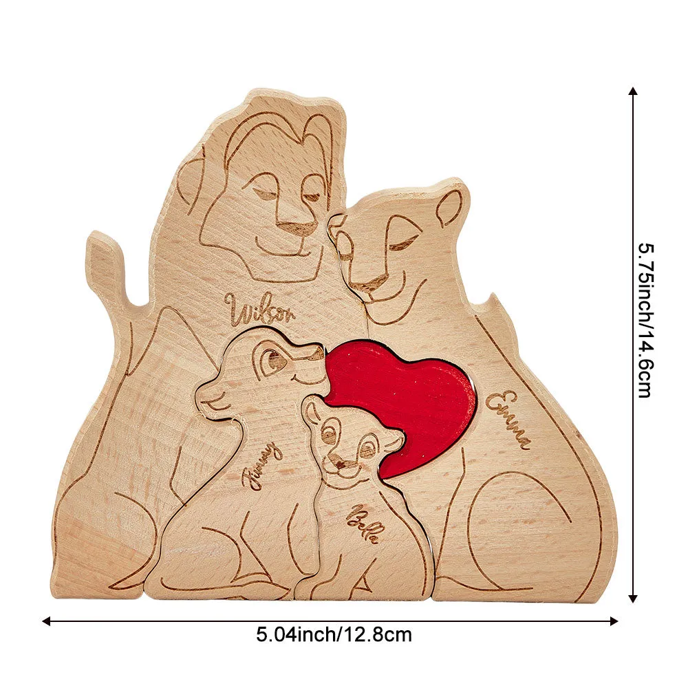 Personalised Wooden Lion Puzzle Custom Lion Family Names Puzzle Home Decor Gifts