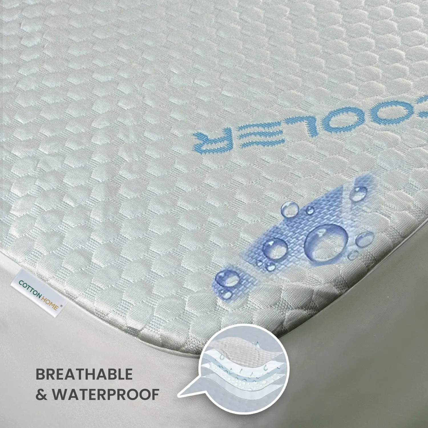 Premium Coolent Mattress Protector 160x200 35CM | Breathable & Waterproof by Cotton Home