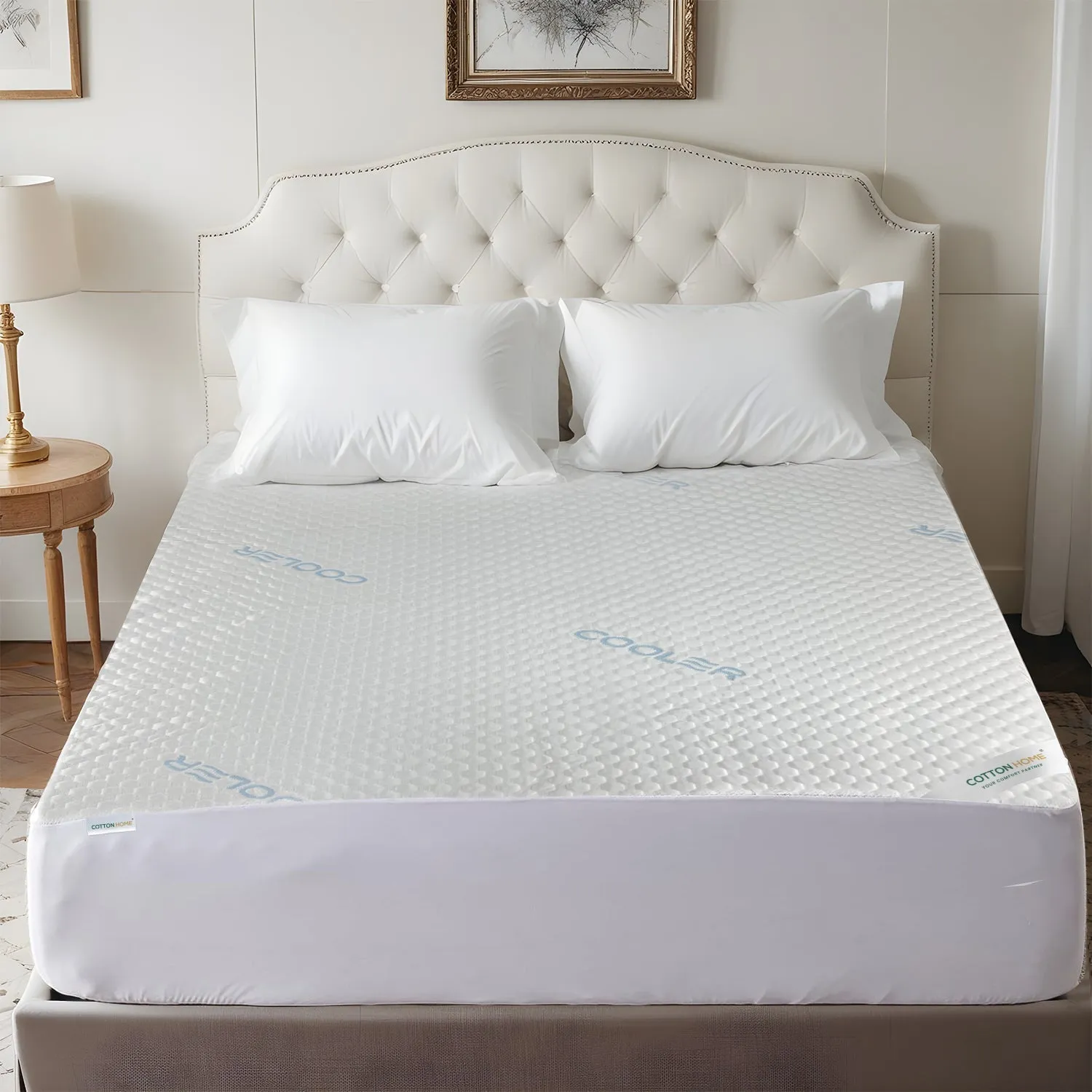 Premium Coolent Mattress Protector 160x200 35CM | Breathable & Waterproof by Cotton Home