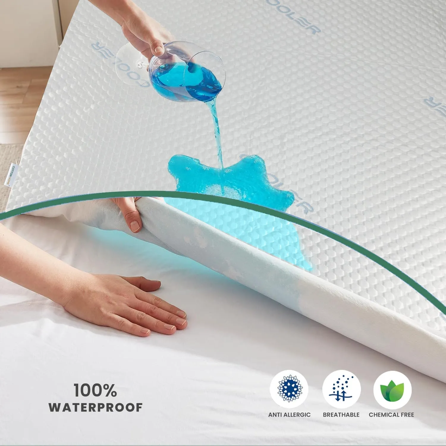 Premium Coolent Mattress Protector 160x200 35CM | Breathable & Waterproof by Cotton Home