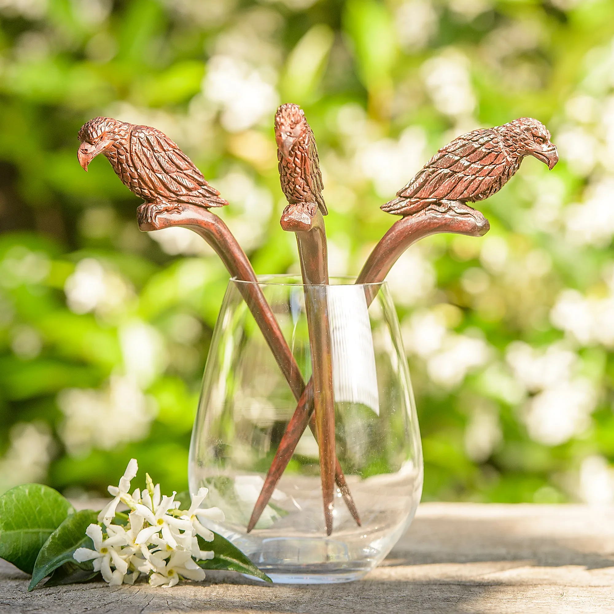 Premium Eagle Wooden Single Prong Hair Stick