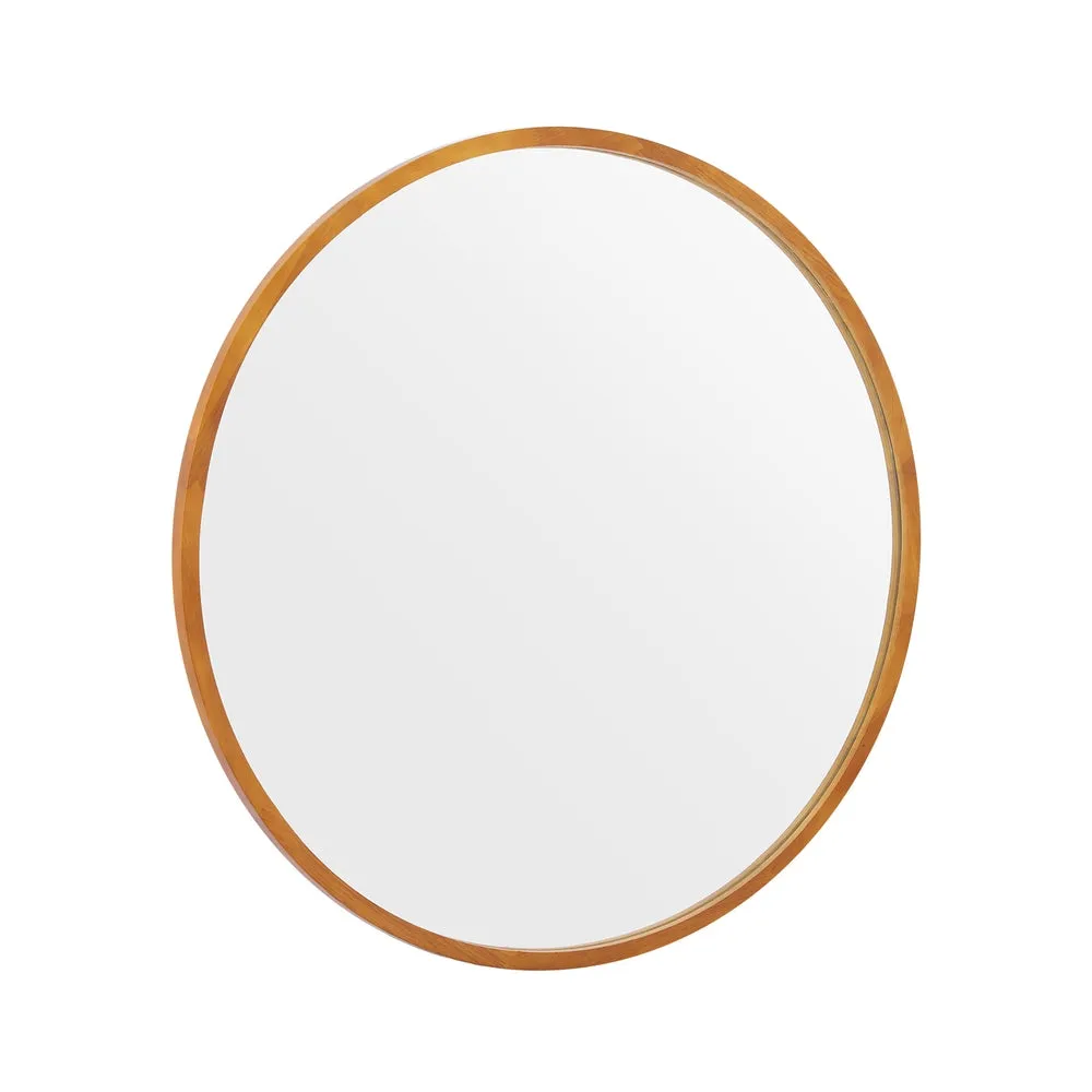 Premium Round Wooden Frame Wall Mirror 80cm - Embellir