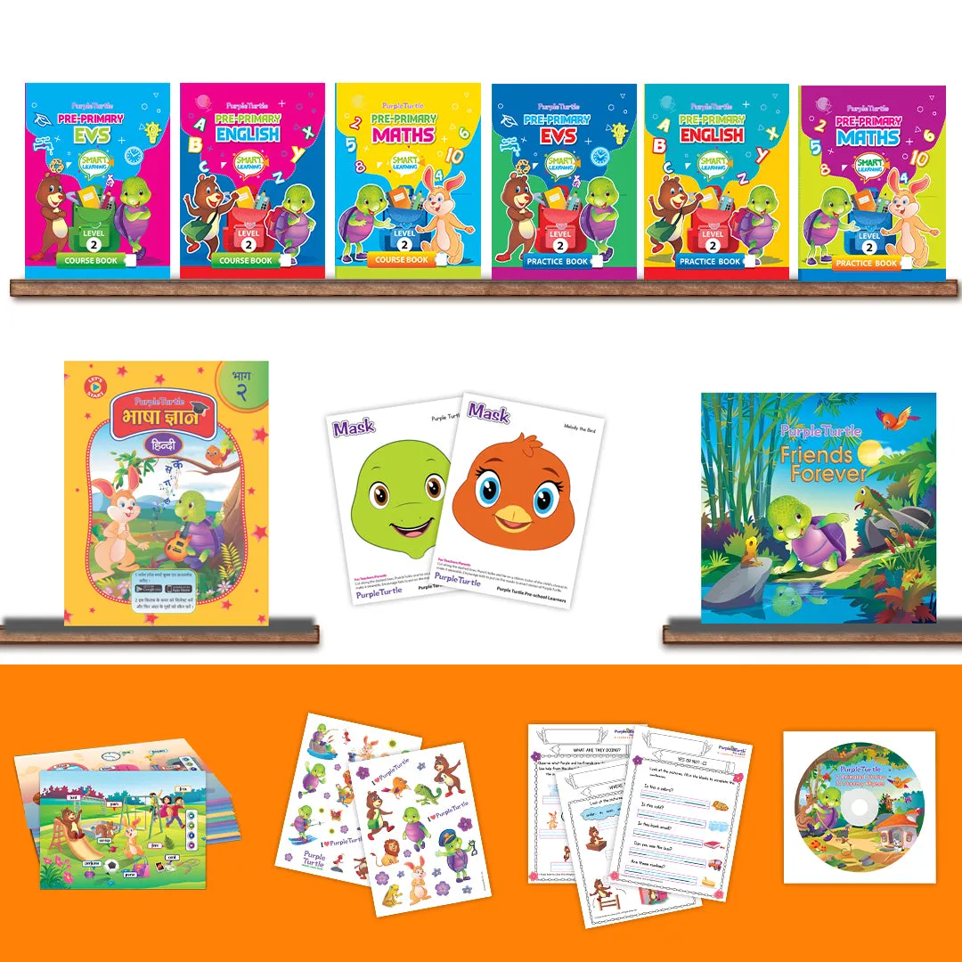 Preschool Kit for LKG (Level-2) - Complete Kit (Set of 8 Books & More) | For Children Ages 4 - 5 Years | Learn English, Maths, EVS, Hindi | For Homeschooling & Preschool Classrooms