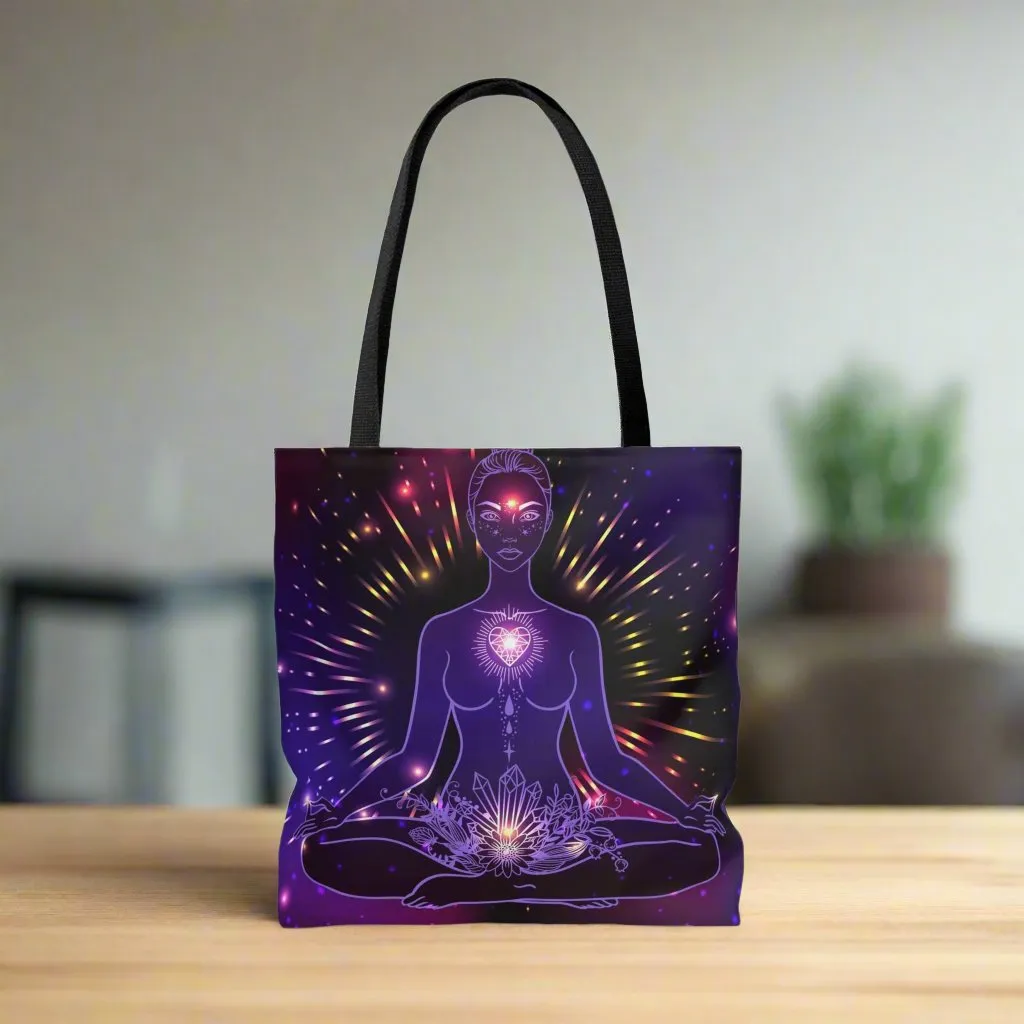 Purple Goddess Of Energy Yoga Tote Bag