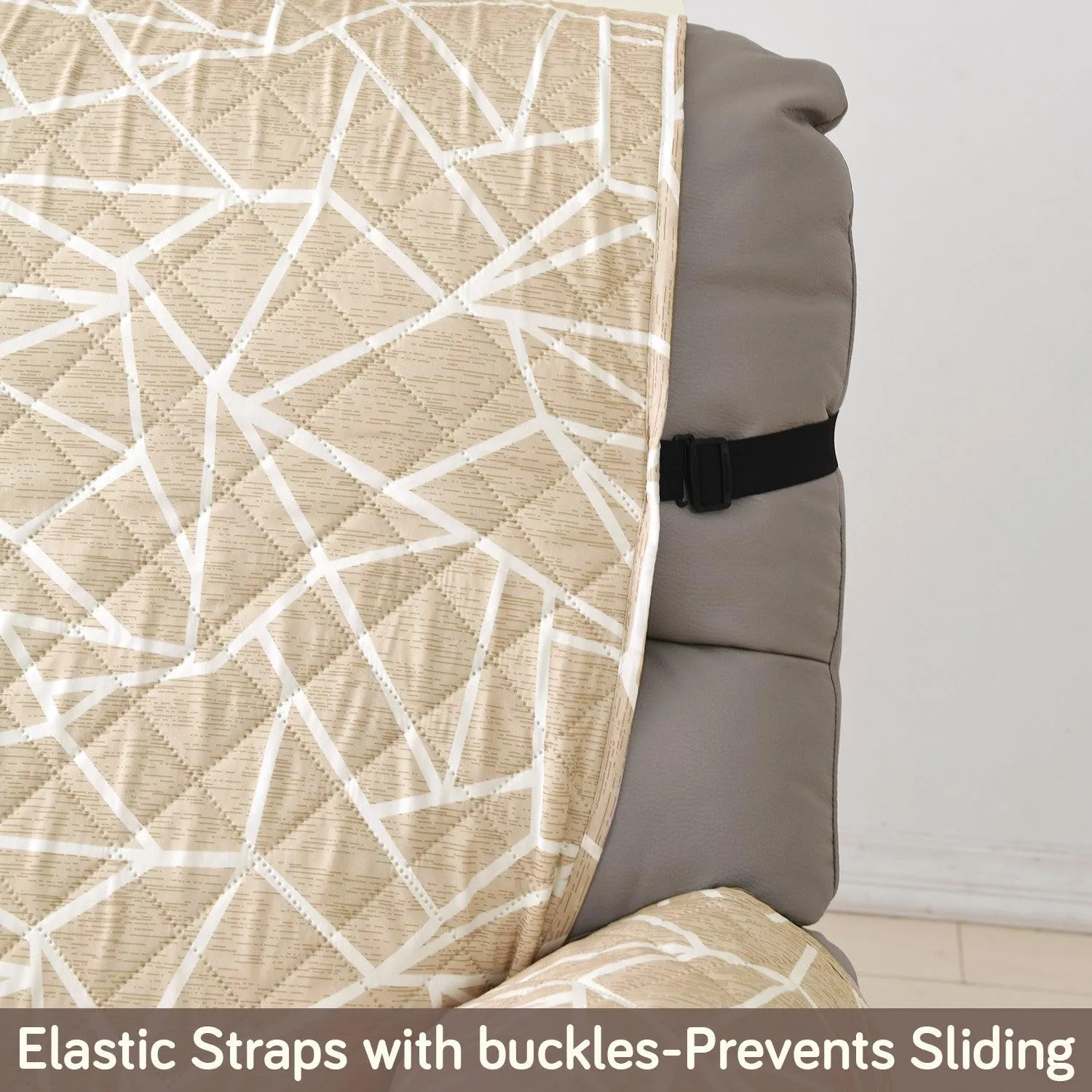 Quilted Recliner Water Repellent & Waterproof Cover for Small / Large - Beige Abstract Geometry