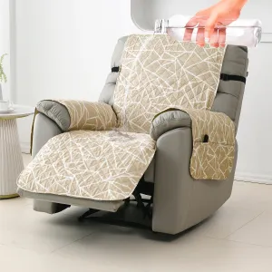 Quilted Recliner Water Repellent & Waterproof Cover for Small / Large - Beige Abstract Geometry