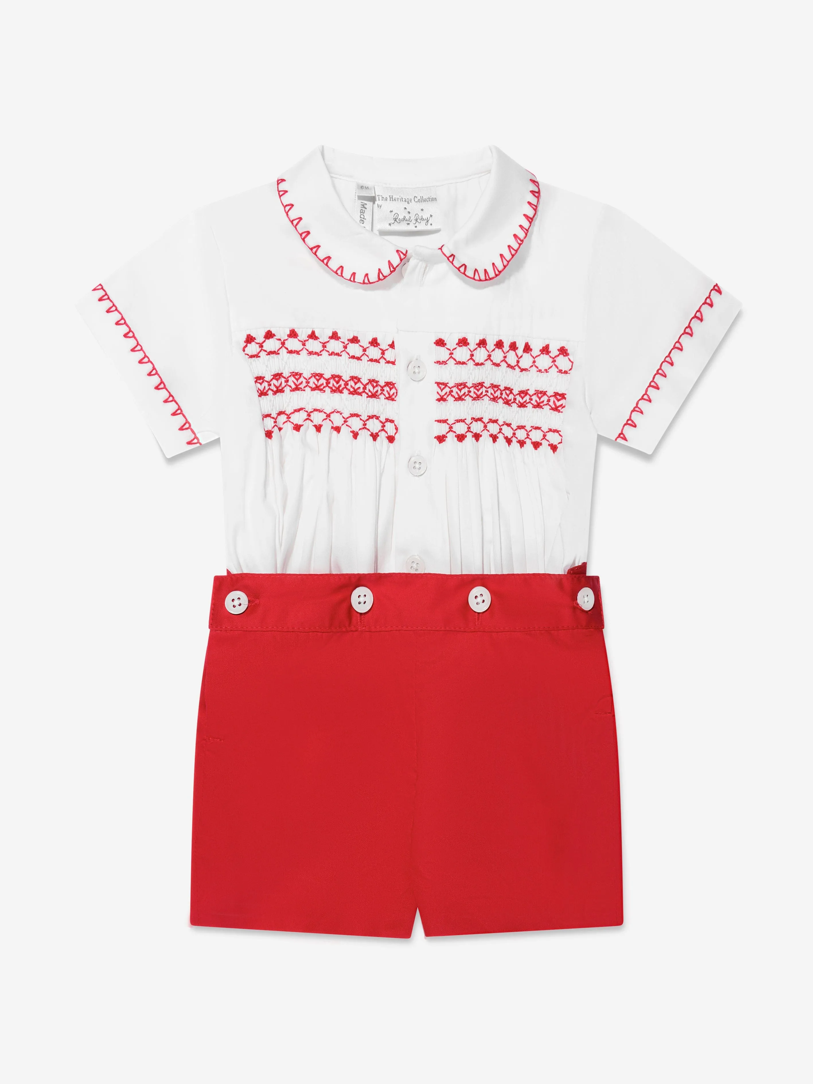 Rachel Riley Baby Boys Smocked Set in Red
