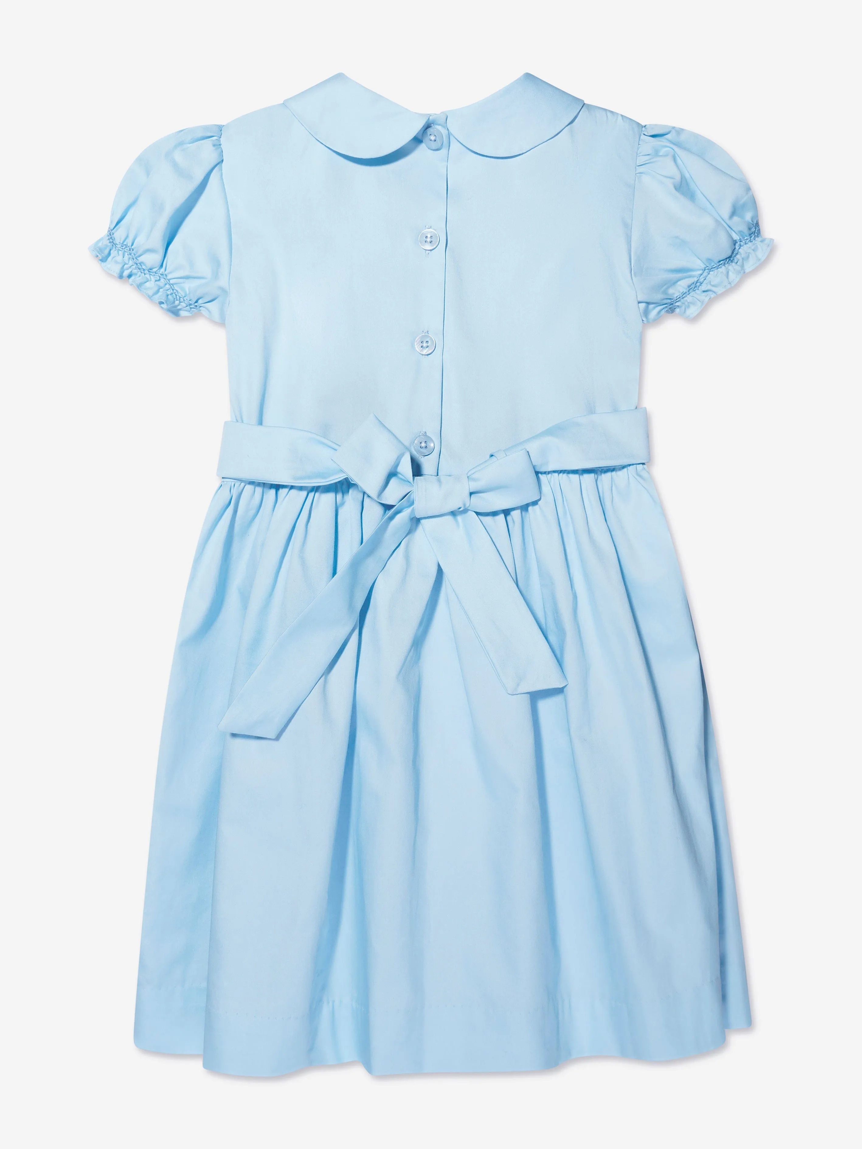 Rachel Riley Girls Rose Smocked Dress in Blue