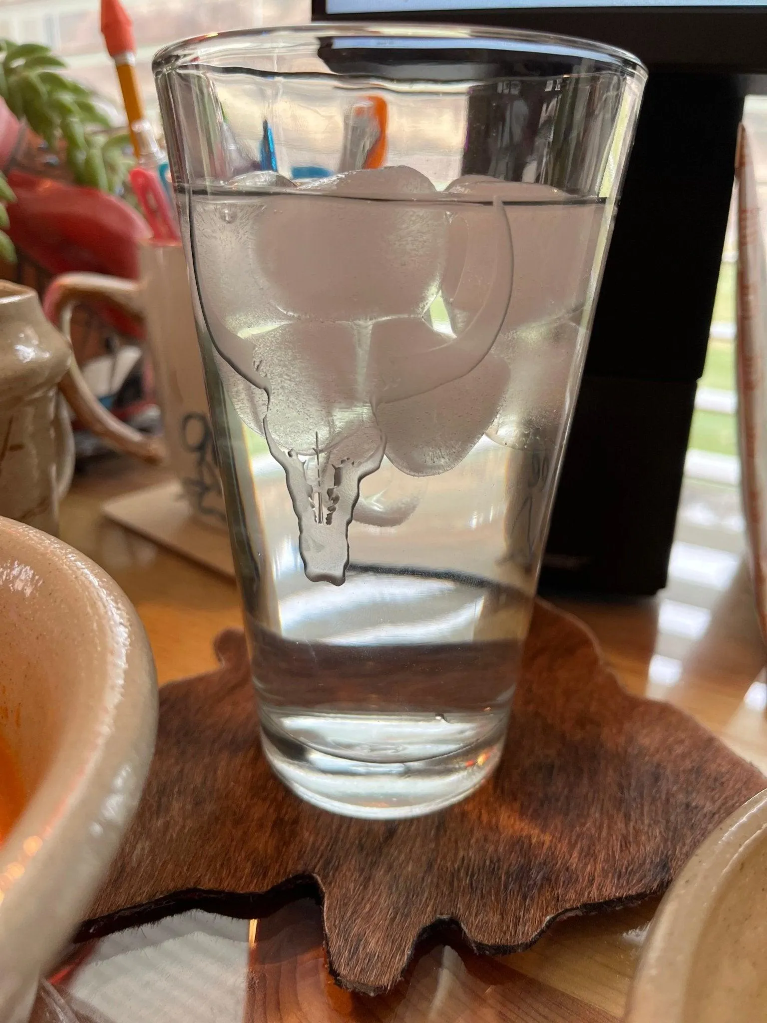 Ranch Steer Sand Carved Pint Glasses